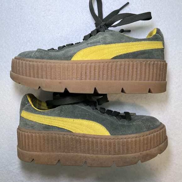 Puma Fenty Cleated Creeper by Rihanna suede green yellow sneaker womens 7.5 - Picture 7 of 12